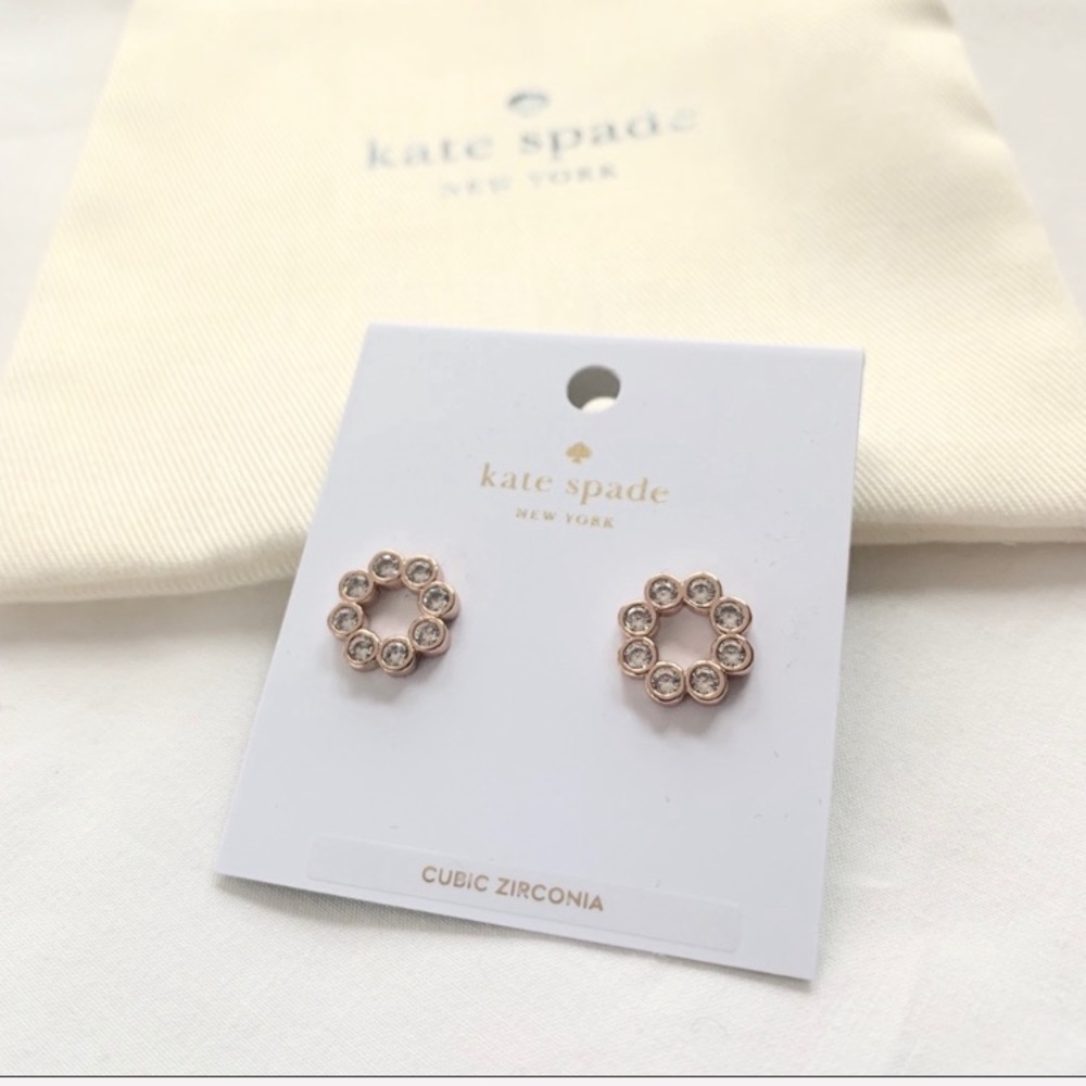 NWT Kate Spade CZ circle rose gold tone earrings - Picture 3 of 5